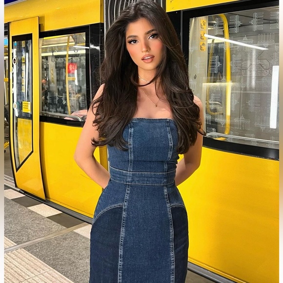 Zara Blue Patchwork Denim Dress - Picture 5 of 17